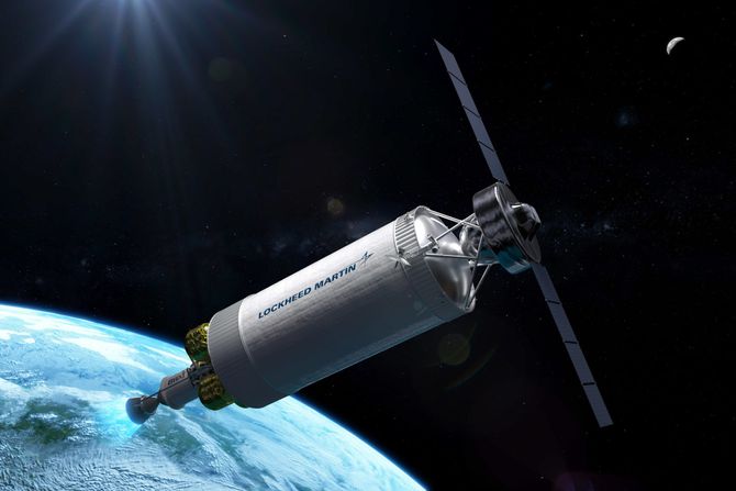 An illustration of Lockheed Martin’s proposed nuclear-powered spacecraft