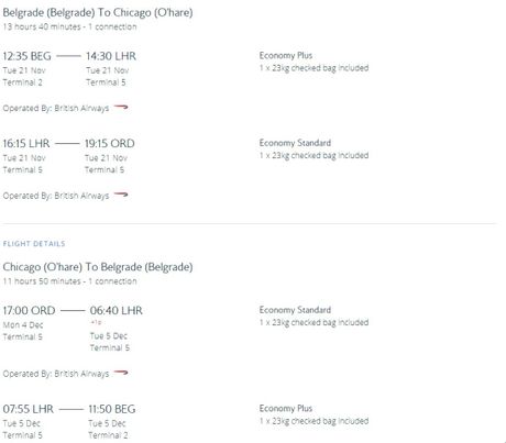 Upoređivanje cena Air Serbie i British Airwaysa