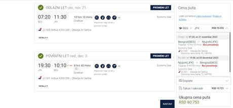 Upoređivanje cena Air Serbie i British Airwaysa