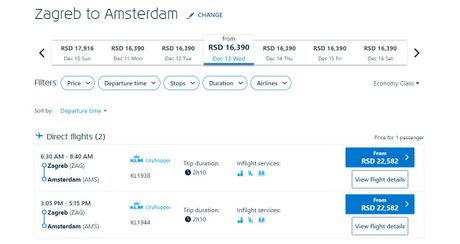 Letovi iz Beograda i Zagreba za Amsterdam