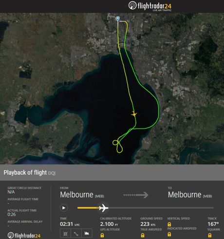 Putanja leta aviona VH-DQJ