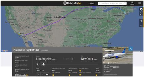 Let između aerodroma LAX i EWR kompanije United Airlines Let između aerodroma LAX i EWR kompanije United Airlines