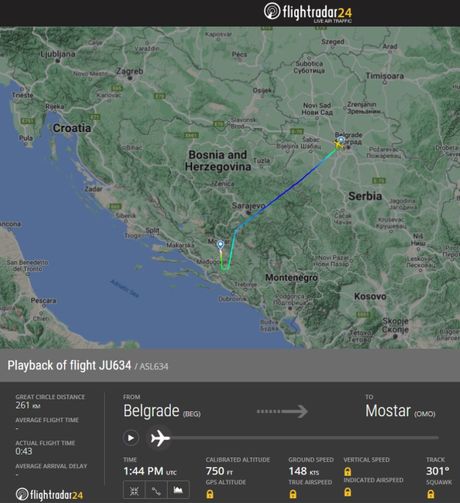 Air Serbia let za Mostar Air Serbia let za Mostar