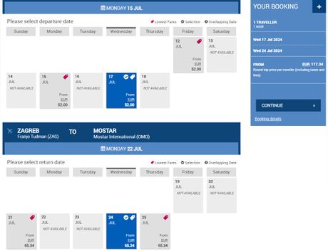 Letovi za Mostar