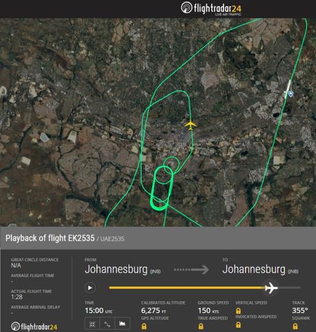 Let Emirates iznad Johanezburga