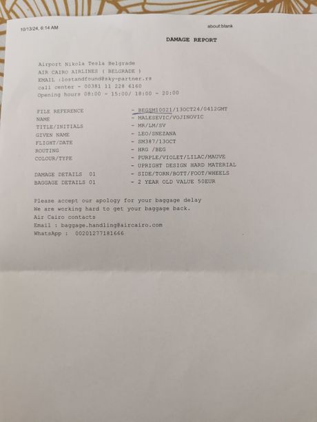 Oštećen prtljag Oštećen prtljag