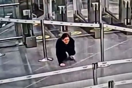 Žena puzi na aerodromu Nikola Tesla Žena puzi na aerodromu Nikola Tesla