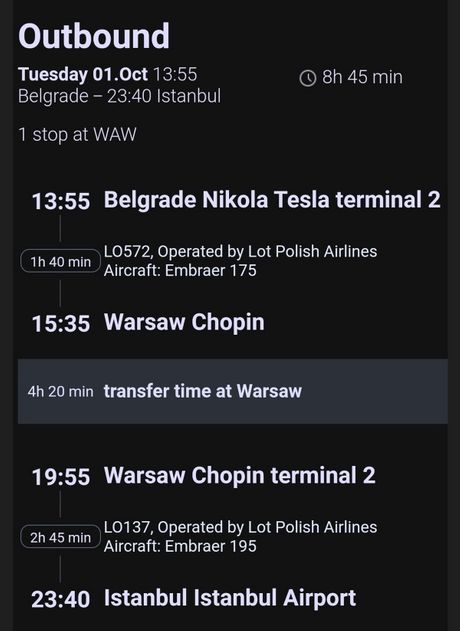 Trip raport BEG-WAW-IST  Branislava Stojanovića