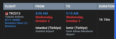 TRIP RAPORT Istanbul - Izmir