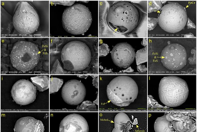 Mikrosferuče, prašina s komete