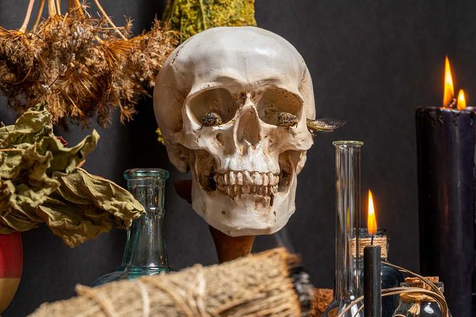ljudska lobanja, crna magija