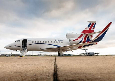 G-ZAHS, Envoy IV CC1 (Dassault Falcon 900LX) of No. 32 Squadron RAF at RAF Northolt