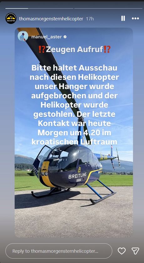 thomas morgenstern helicopter IG story